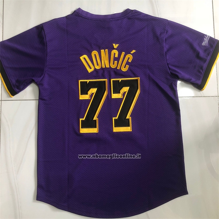 Maglia Manica Corta Los Angeles Lakers Luka Doncic No 77 Viola